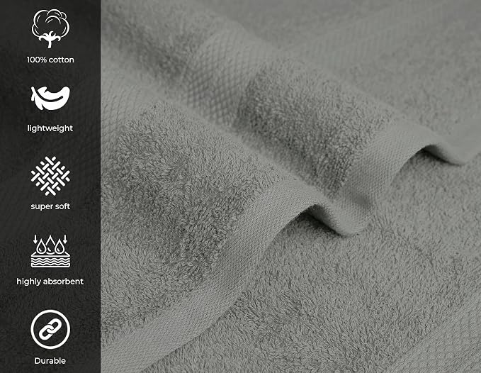 Avalon Towels Bath Towels for Bathroom 100% Cotton Silver Bathroom Towels Pack - Image 4