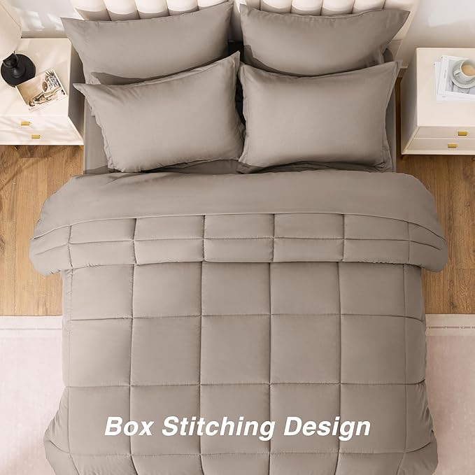 Love's cabin Full Comforter Set Light Brown, 7 Pieces Full Bed in a Bag - Image 4