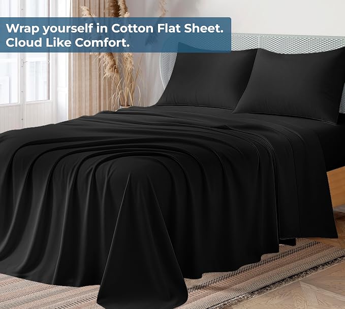 Royale Linens 100% Organic Cotton Twin Flat Sheet Only - Image 2