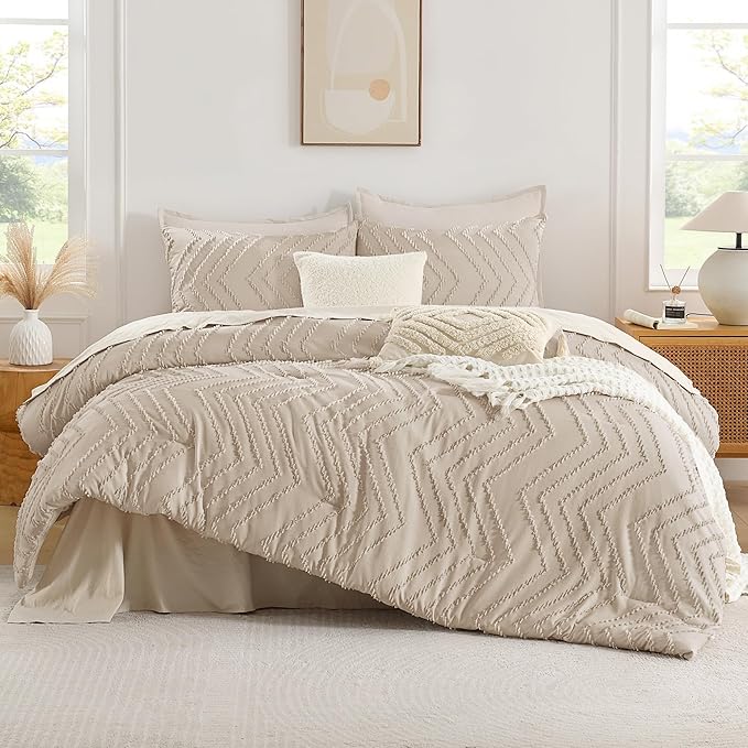 Andency Khaki Oversized King Comforter Set 120x98, Boho Oversize King Soft Warm - Image 2