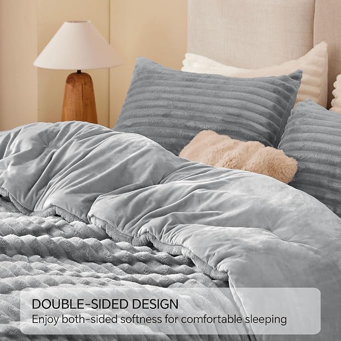 BEDELITE Fleece California King Comforter Set -Super Soft & Warm Fluffy Light - Image 5