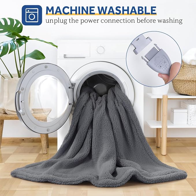 SEALY Electric Blanket King Size, Dual Control Soft Sherpa Heated Blanket - Image 7