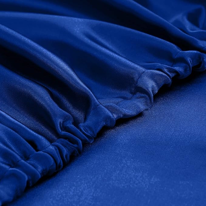Homiest Royal Blue Satin Fitted Sheet King Size, Deep Pocket, Luxury & Ultra - Image 5
