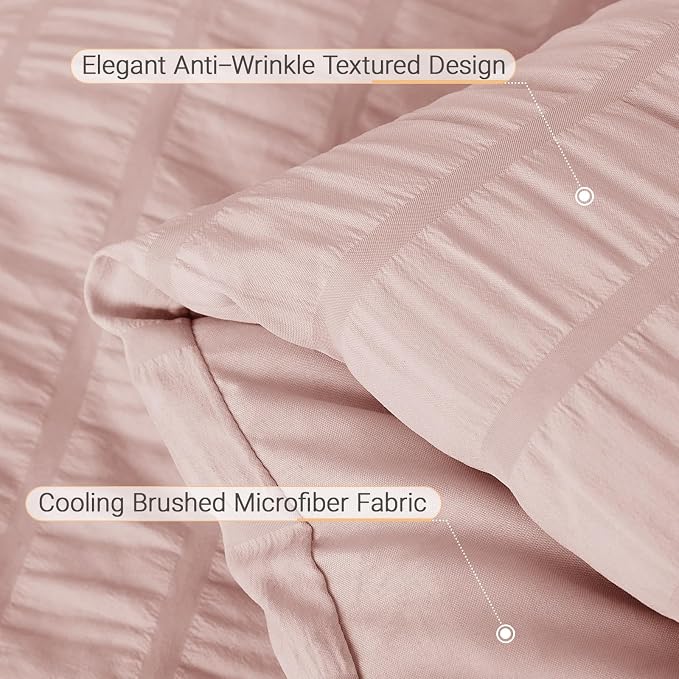 MUXHOMO 7 Pieces Queen Comforter Set, Seersucker Bed in a Bag Queen Size - Image 5