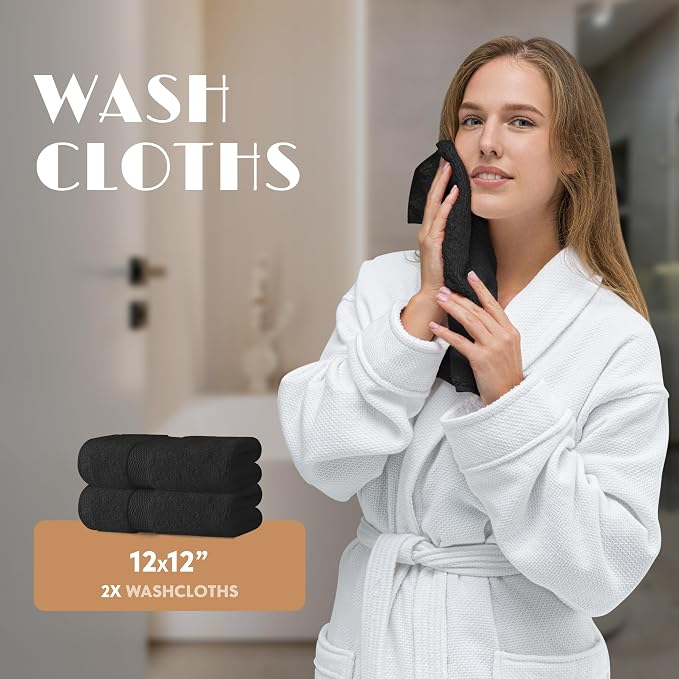 Black Bath Towel Set of 6 - Image 6