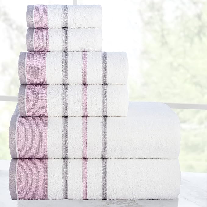 CASA COPENHAGEN White Bay 6Pcs 100% Egyptian Cotton Large Designer Towels Gift - Image 3