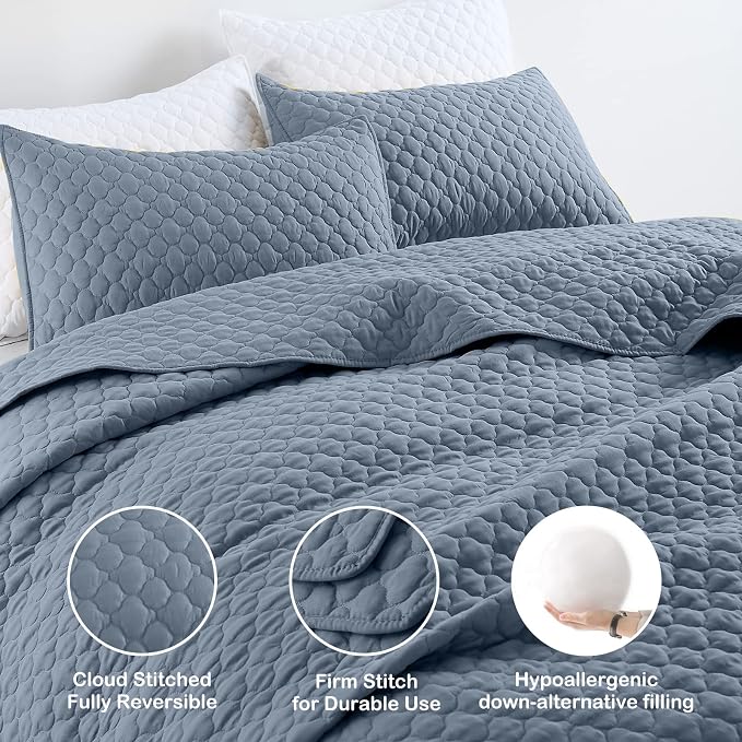 HORIMOTE HOME Quilt King Size Dusty Blue, Lightweight Quilt - Image 3