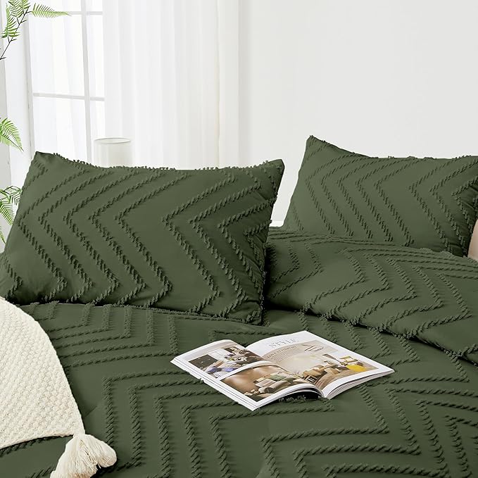 Andency Olive Green Oversized Super King Comforter Set 120x120, Extra Large - Image 4