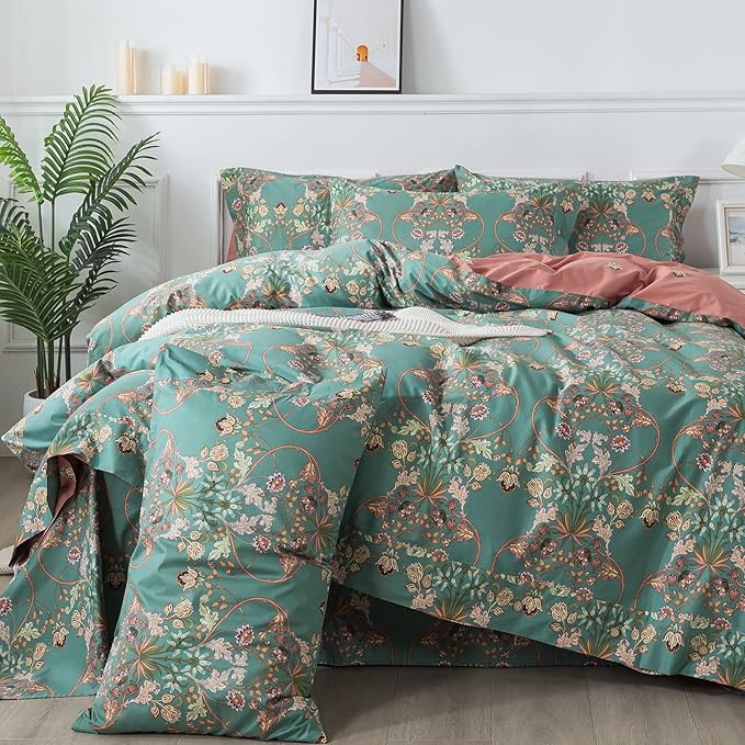 FADFAY Twin XL Duvet Cover Set Button Closure Floral Bedding Set 100% Cotton by CottonWorldSweetDream