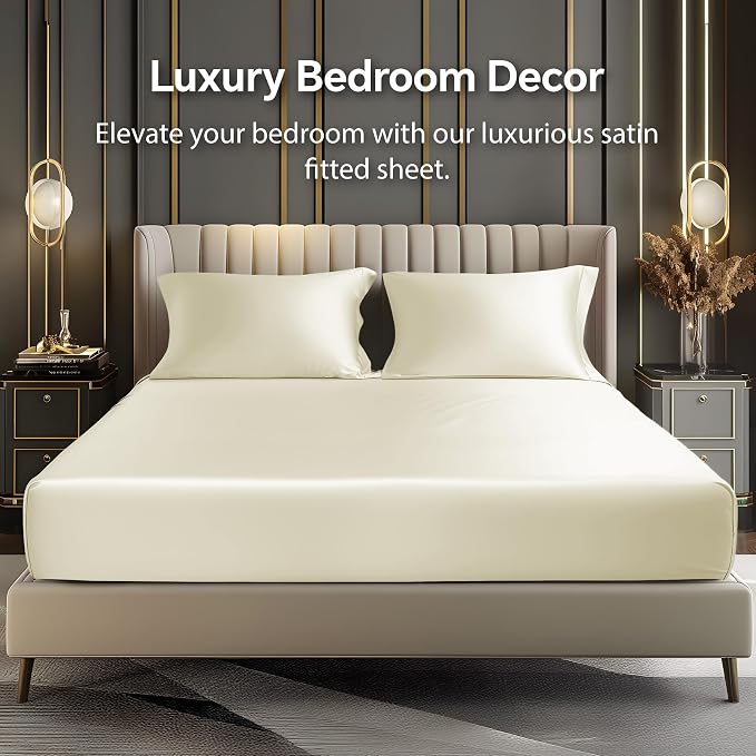 BEDELITE Satin Fitted Sheet and Pillowcase Set, Luxury Soft Similar to Silk - Image 2