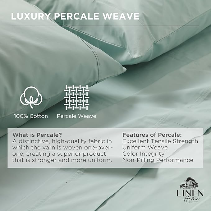 100% Cotton Percale Queen Fitted Sheet, Pastel Turk, 1 Deep Pocket Fitted Sheet - Image 2