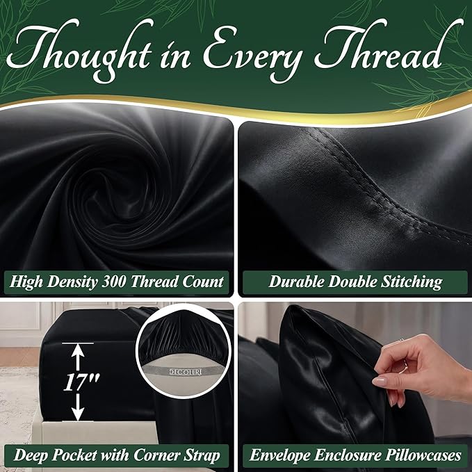 DECOLURE 100% Viscose Derived from Bamboo Sheets Twin Size - Image 4
