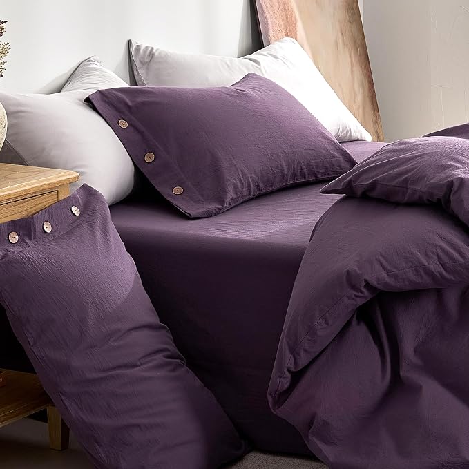 JELLYMONI 100% Washed Cotton Duvet Cover Full – Soft, Breathable Linen-Look - Image 9