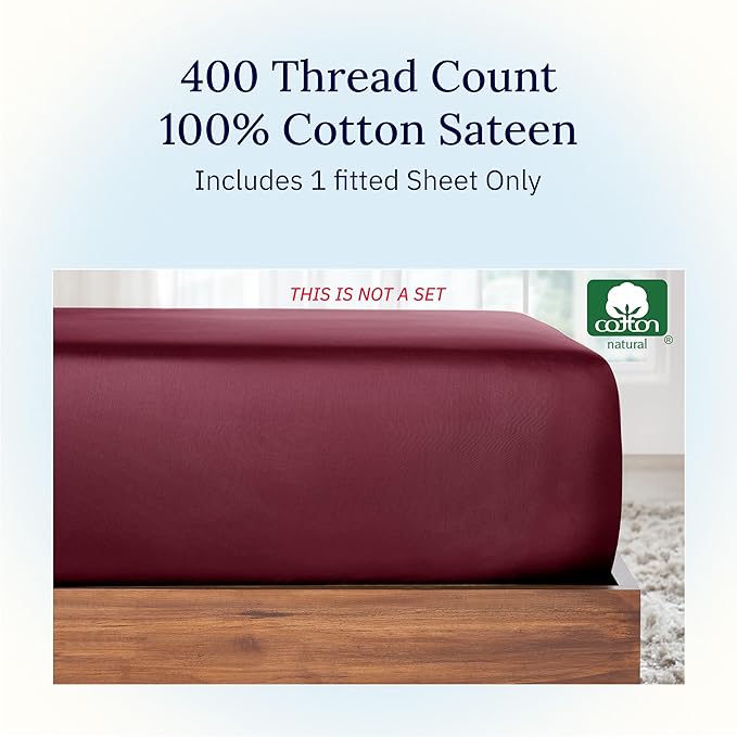 California Design Den Full Fitted Sheet, Deep Pocket 400 Thread Count Fitted - Image 4