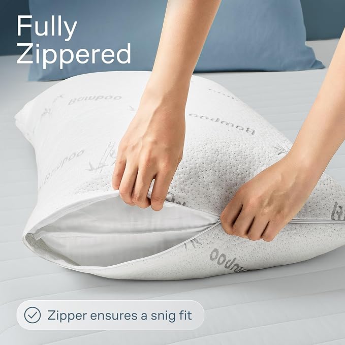 100% Waterproof Pillow Protectors Queen 20x30 Pair Zippered Pillow Case - Image 5