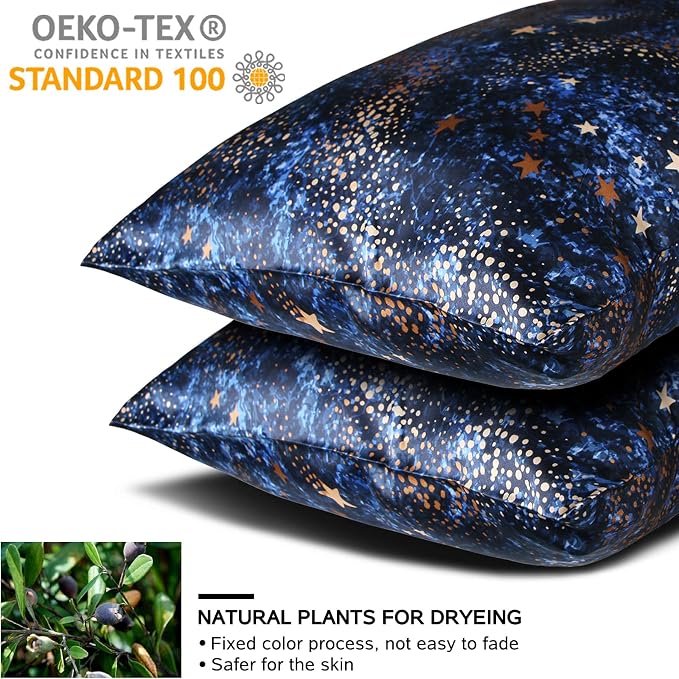 MANSPHIL 2 Pack Queen Mulberry Silk Pillowcase Blue Galaxy, 6A Grade 22 Momme - Image 5