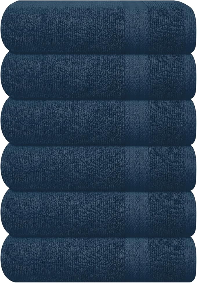GLAMBURG Ultra Soft 6-Piece Hand Towel Set 16x28-100% Ringspun Cotton by GLAMBURG
