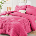 HYMOKEGE Hot Pink King Size Comforter Set Seersucker 7 Pieces, All Season by HYMOKEGE