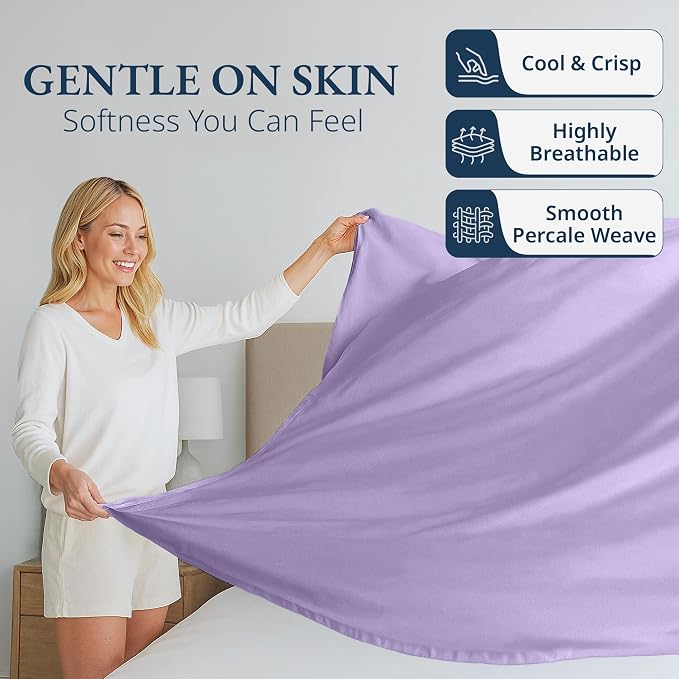 Lane Linen 100% Organic Cotton Twin Size Flat Sheet Only - Image 3