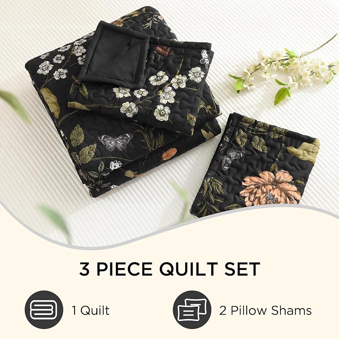 Litanika Floral Black Quilt Queen Size - Image 8