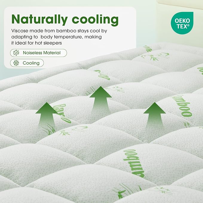 Mattress Pad Twin Size, Cooling Pillow Top Mattress Topper, Ultra Soft Viscose - Image 8