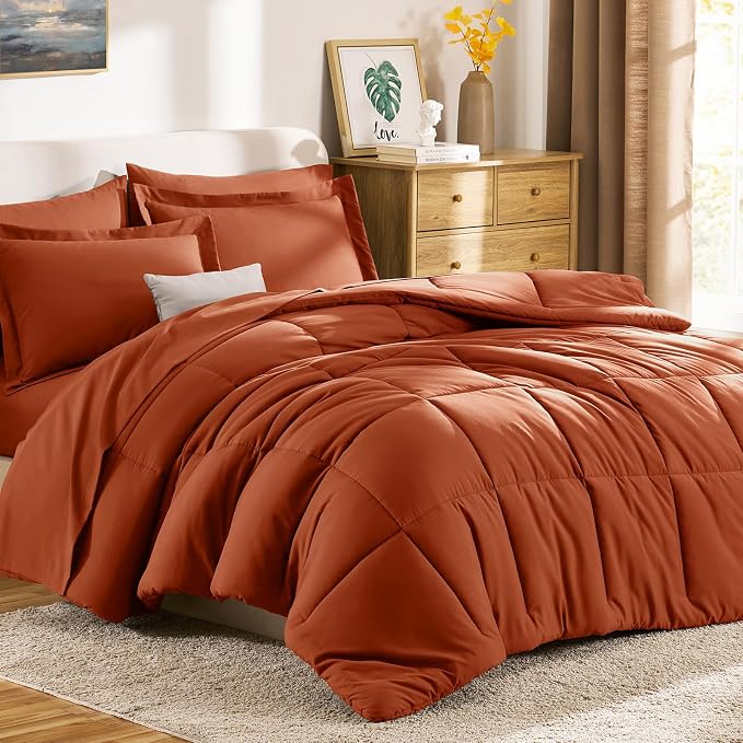 CozyLux King Size Comforter Set Terracotta - Image 9