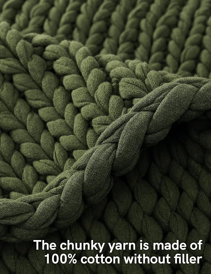 YnM Cotton Weighted Blanket, Handmade Chunky Knitted Design, Soft and Cozy - Image 4