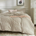 JELLYMONI Light Khaki Duvet Cover Queen Size, Soft Breathable Seersucker Duvet by JELLYMONI