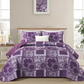 Cottolester Purple Quilt Set King Size, 3 Pieces Boho Patchwork Paisley Quilt by Cottolester