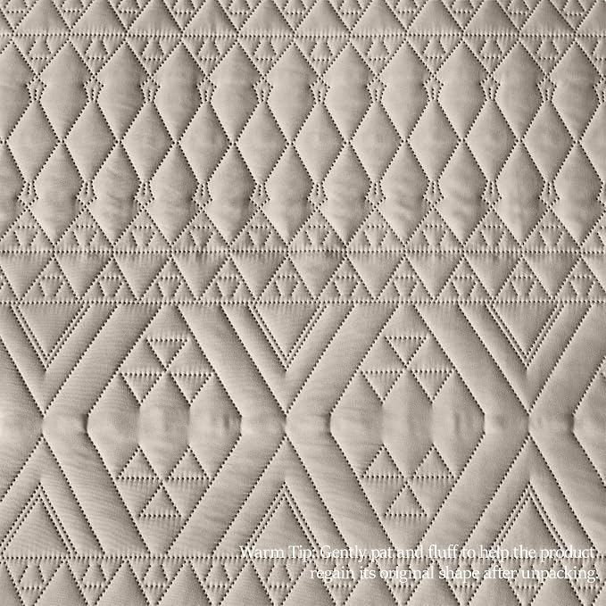 akkialla Full/Queen Quilt Set, Taupe Lightweight Microfiber Bedspread Coverlet - Image 8