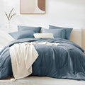 WRENSONGE Queen Comforter Set- 7 Pieces Soft Oxford Blue Bed in a Bag by WRENSONGE