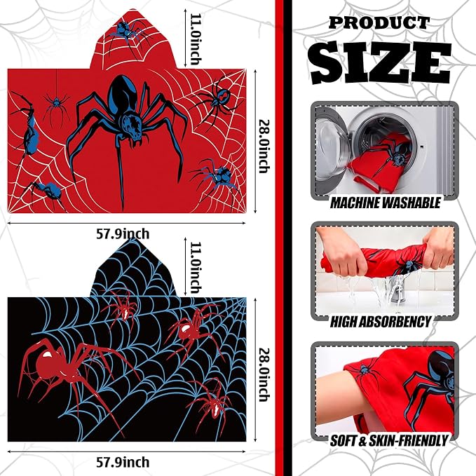 Peryiter 2 Pcs Spider Beach Towel Quick Dry Towels Swimming Bath Shower Pool - Image 3