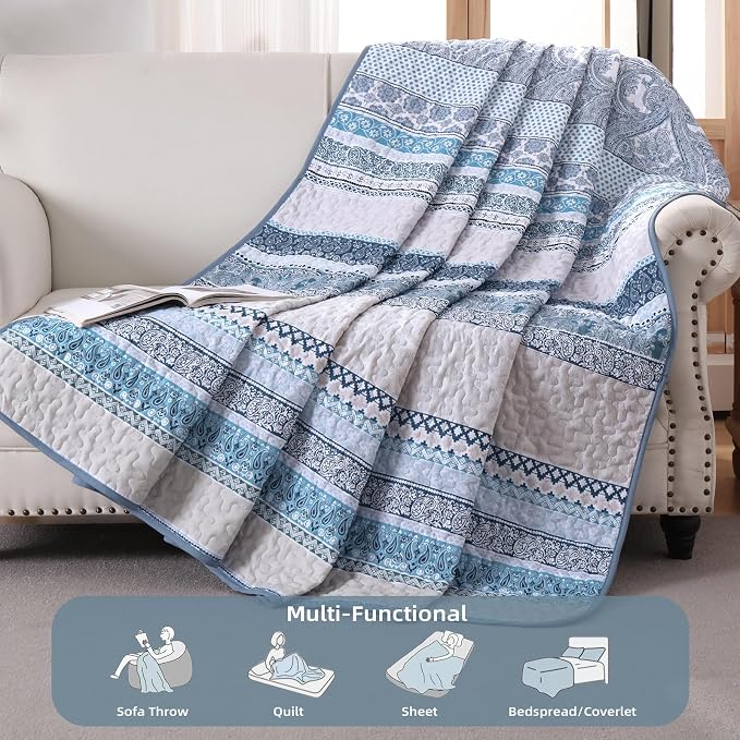 WONGS BEDDING Boho Quilt Set California King Size, Lightweight Bedspread - Image 3