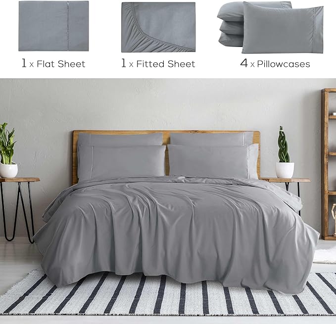 Mueller Ultratemp Bed Sheets Set, Super Soft 1800, 6 Piece California King - Image 2