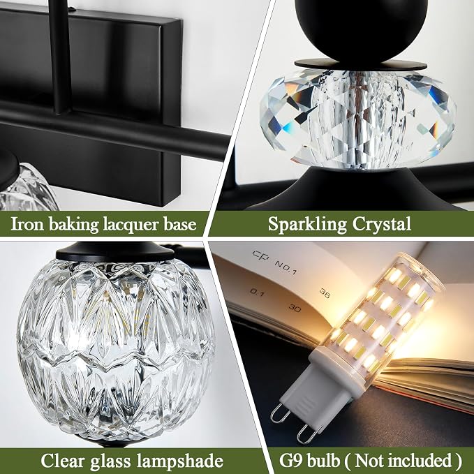 Piepooye Vintage Bathroom Light Fixtures Black Vanity Light - Image 3