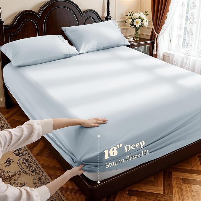 LBRO2M 1000 Thread Count 100% Egyptian Cotton Sheets Set Queen Size, 4 Piece - Image 4