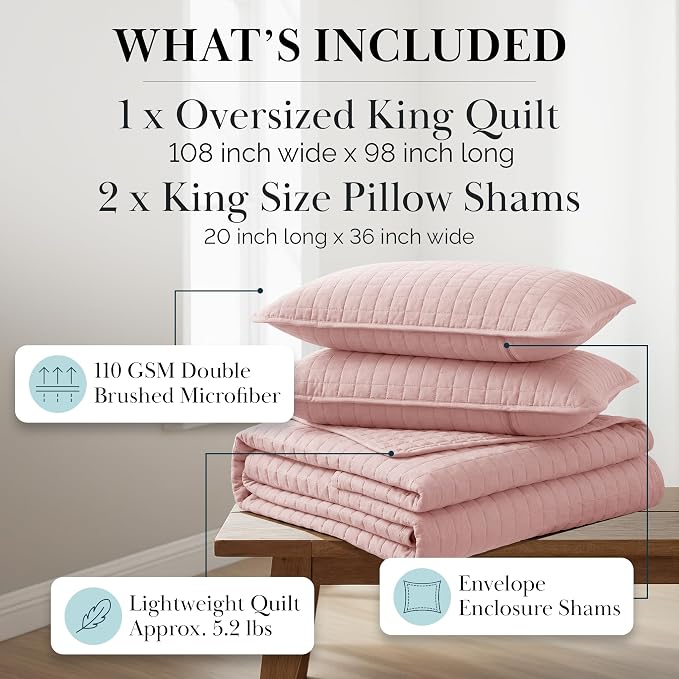 Southshore Fine Living, Inc. Pink King Quilt Set - Image 2