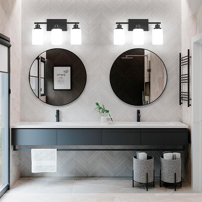 3-Light Black Bathroom Light Fixture Over Mirror, Modern Farmhouse Vanity Light - Image 6