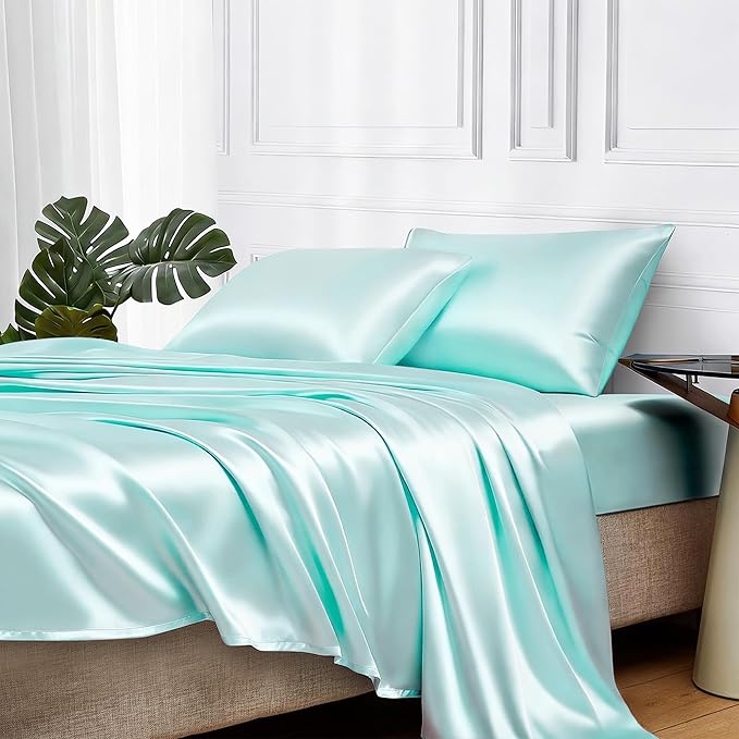 MR&HM Satin Bed Sheets, Twin XL Size Sheets Set by MRHM