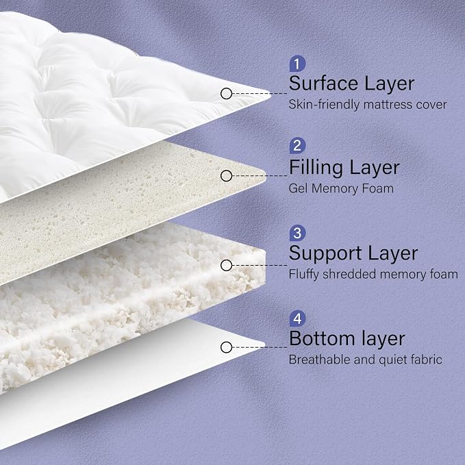 WhatsBedding 4 Inch Memory Foam Mattress Topper Full - Image 6