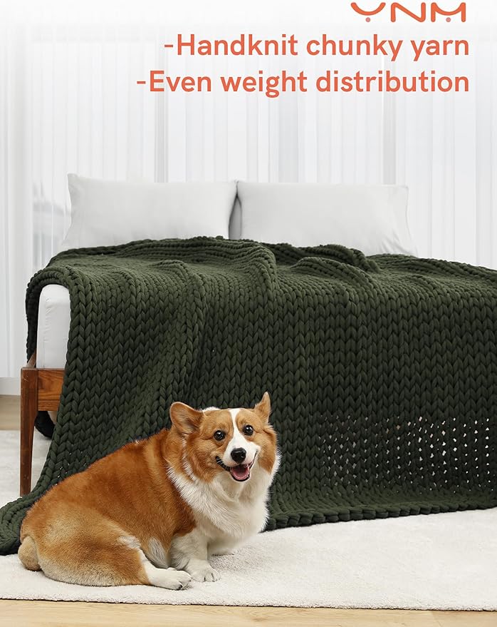 YnM Cotton Weighted Blanket, Handmade Chunky Knitted Design, Soft and Cozy - Image 2
