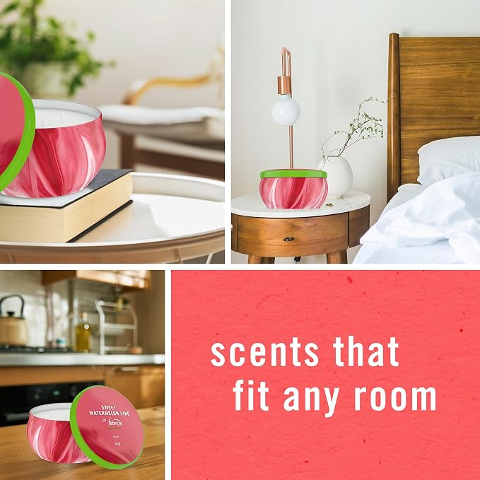 Febreze Scented Candle, Sweet Watermelon Vine Scent, 11 oz 4 Wick Candle - Image 4