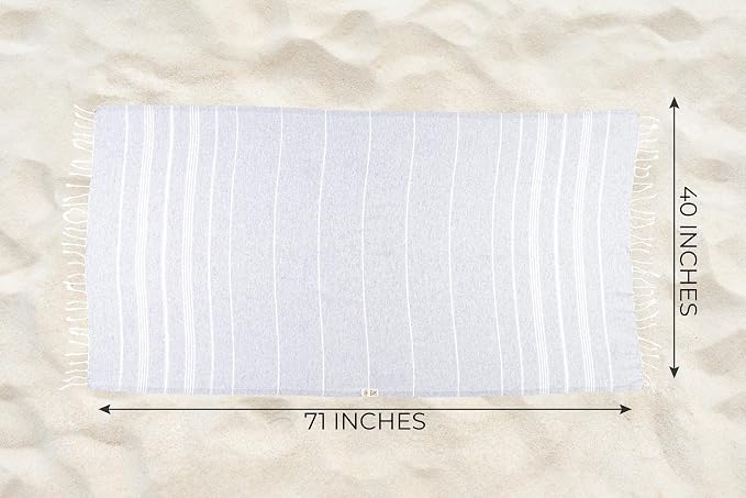 Ray Silver Turkish Beach Towel – 100% Cotton 40x71 Quick Dry Oversized Sand - Image 6