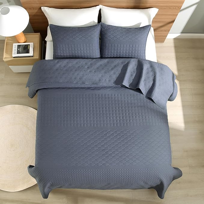 HORIMOTE HOME Steel Blue King Size Quilt Set - Image 4