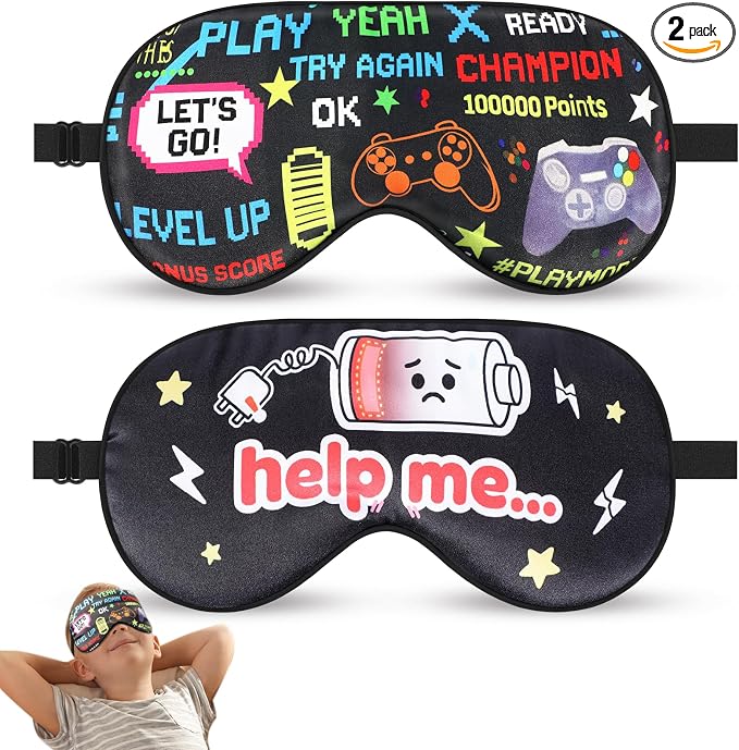 2 Pcs Boys Sleep Eye Mask, Guys Blackout Sleeping Silk Mask by knIykmr