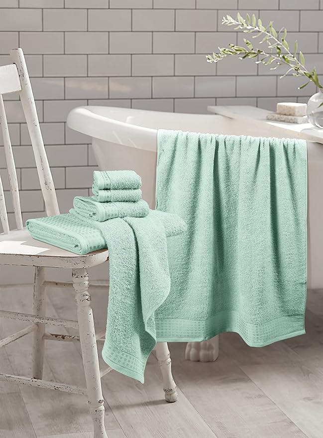 GLAMBURG 100% Cotton Ultra Soft 6 Pack Towel Set, Contains 2 Bath Towels 28x55 - Image 3