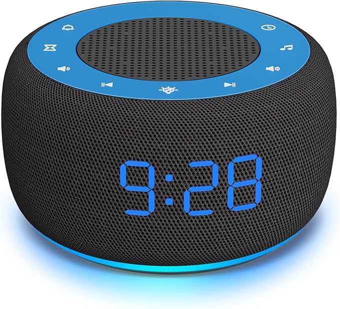 Buffbee Sound Machine & Alarm Clock 2-in-1, 0-100% Clock Face Brightness by BUFFBEE