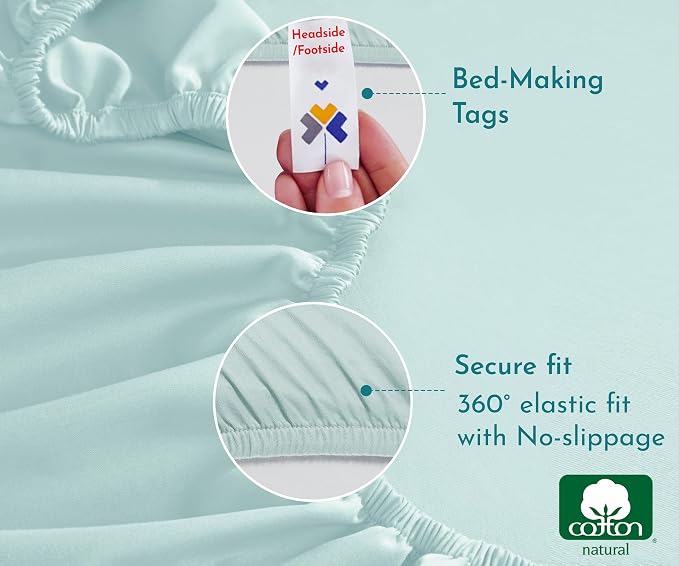 California Design Den Queen Deep Pocket Fitted Sheet Only, Soft 100% Combed - Image 5