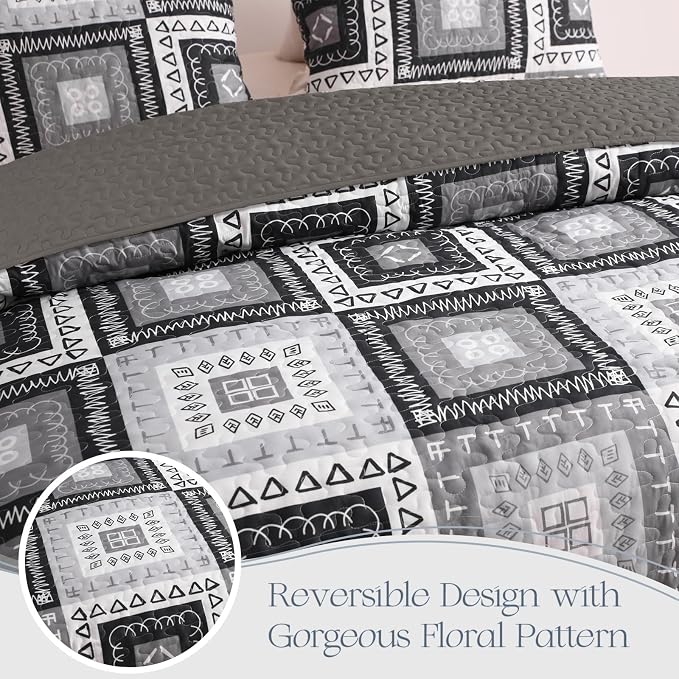 Exclusivo Mezcla Reversible Boho Quilts Twin Size - Image 3