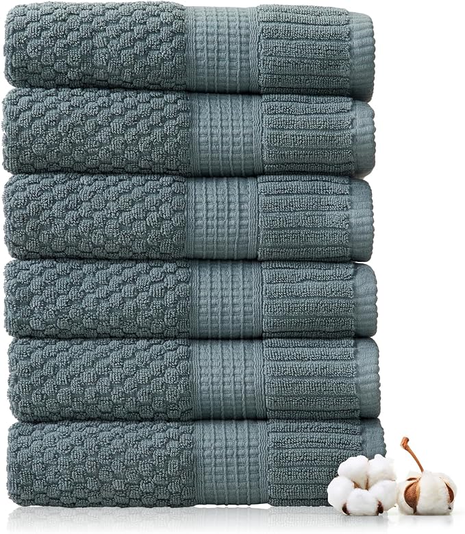 NY Loft 100% Cotton Hand Towel 6 Pack Hand Towel Set | Super Soft & Absorbent by NYLoft